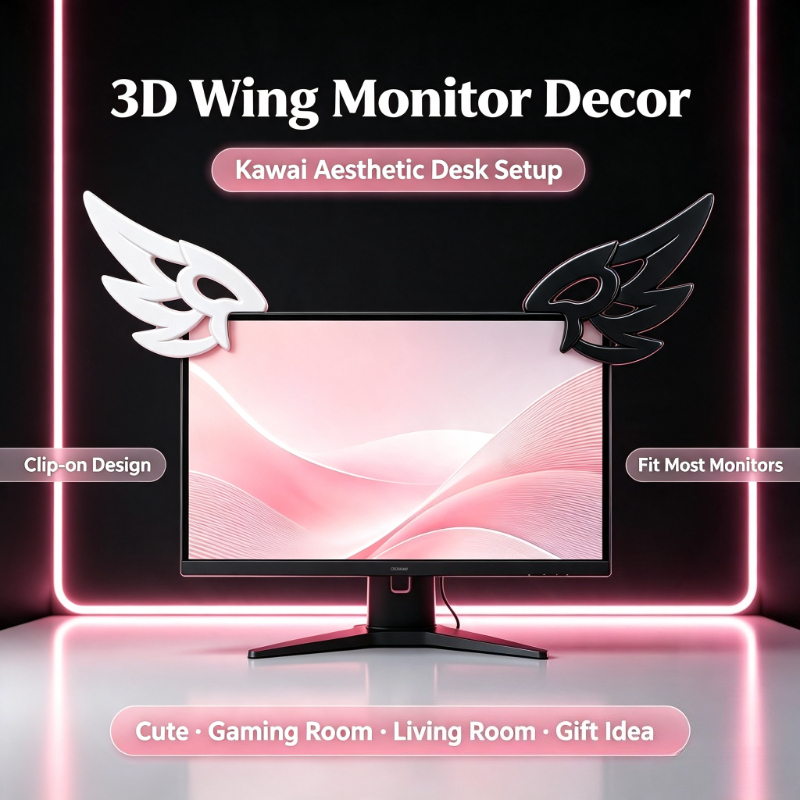 Desk Setup No Monitor - Urocze 3D ozdoby w kształcie skrzydeł