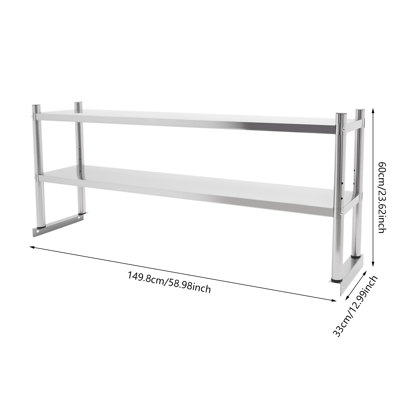 Monitor Riser Wood - Półki ze stali nierdzewnej, 2-poziomowe regulowane