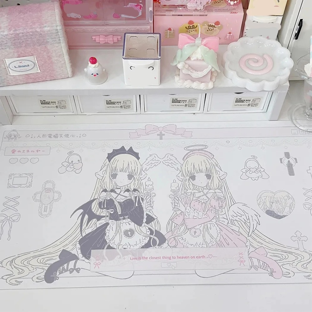 Desk Setup Dorm - Oryginalna Mata na Biurko Chobits Twins,