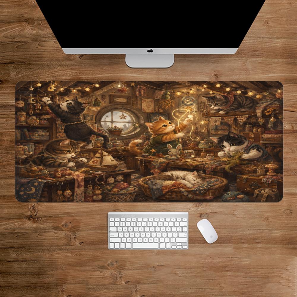 Desk Setup Bedroom - Podkładka pod mysz z motywem kotów,