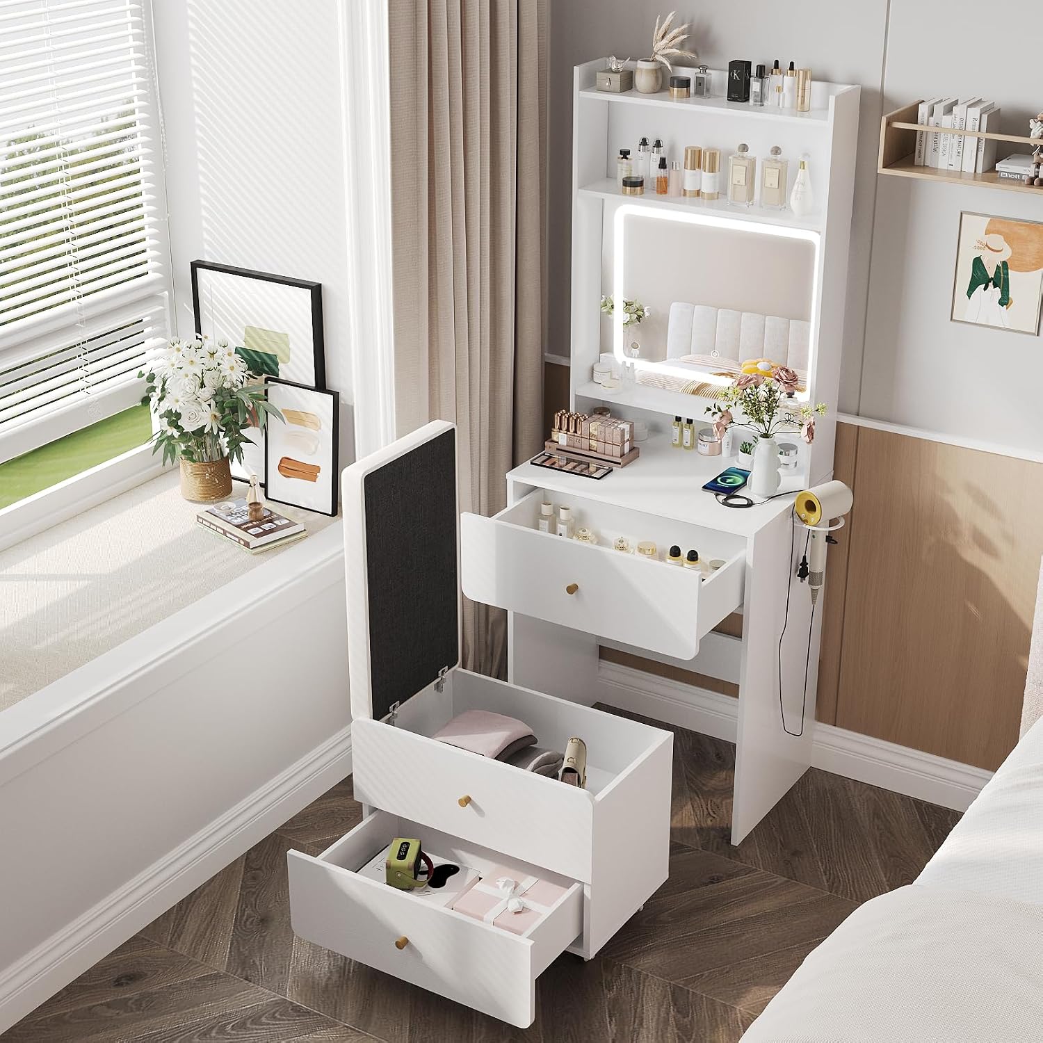 Toaletka z lustrem i oświetlen – Desk Setup Bedroom recenzja i cena