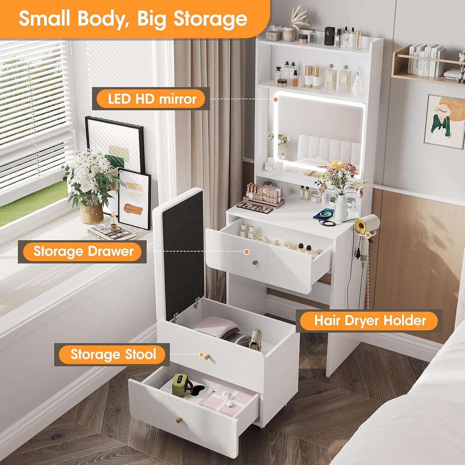 Toaletka z lustrem i oświetlen – Desk Setup Bedroom recenzja i cena